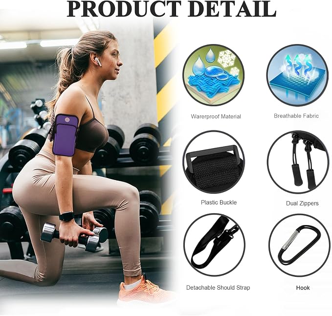 Phone Holder for Running Armband, Small Cell Phone Crossbody Bags for Women Kids, iPhone 17 16 16e 15 14 13 12 11 Pro Max Xs Xr X Plus Mini Galaxy Ultra S26 Key Pouch Workout Sports Arm Bands