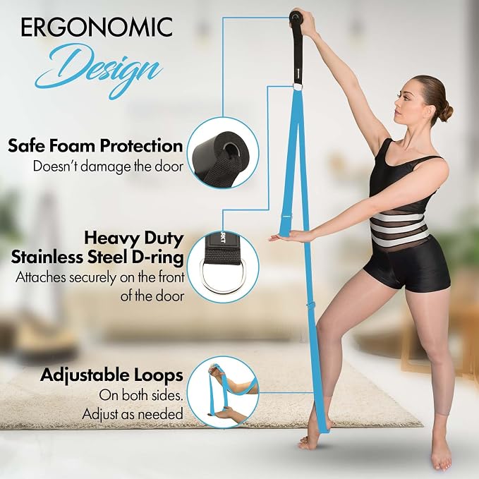 Stretching Strap with Door Anchor for Splits and Flexibility Training | Improve Leg Flexibility at Home, Ideal for Ballet, Dance, Cheerleading, Yoga, Pole Dance and Gymnastics