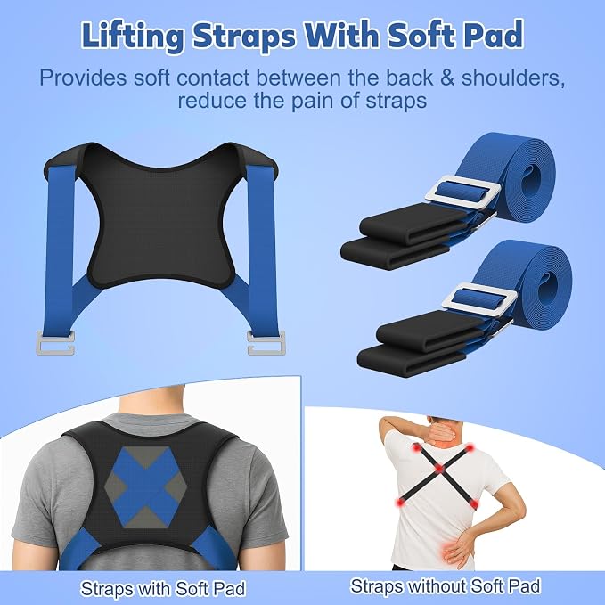 NOCOEX Moving Straps for Heavy Object - 2-Person Lifting and Moving System with Soft Back Pad - Shoulder Lifting Straps for 2 Movers to Easy & Safe Carry Furniture Appliance Mattresse Up to 880lbs