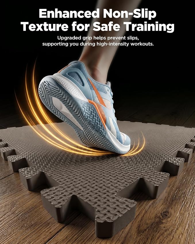 1/2" Thick 16 Pcs 64 Sq Ft EVA Foam Puzzle Exercise Mats, High-Density Interlocking Foam Floor Tiles for Home Gym, Gym Mat for Workout Equipment & Direct Exercise, Floor Padding for Kids
