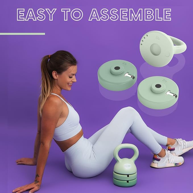 Polyfit Adjustable Kettlebell | 5 lb - 12 lb | Kettlebells Weights Set for Home Gym | Kettle Bell Sets for Women at Home | 3-in-1 adjustable design, 5/8/12 lb settings, non-slip PE coating, compact home gym storage, workout guide included
