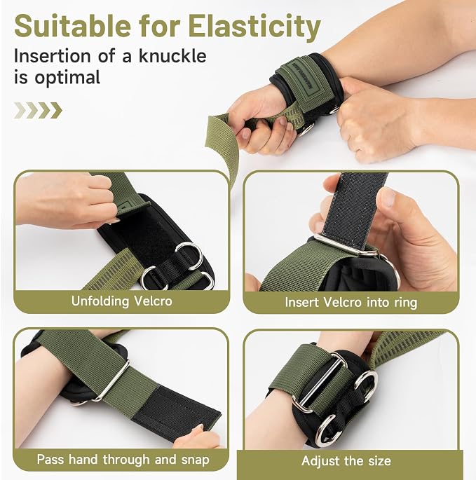 M MANUEKLEAR Wrist Straps for Weightlifting, Gym Lifting Straps with D Rings for Cable Machine,Weight Lifting Wrist Wraps for Men Women