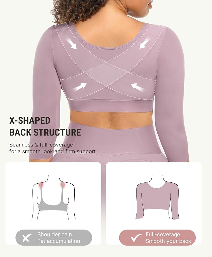 FeelinGirl Arm Compression Sleeve Women Post Surgery Front Closure Bra | Arm Lipo Compression Garment, Seamless Arm Shaper for Flabby Arms, Lymphedema Compression, Breast/Back Support