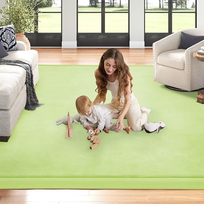 Baby Play Mat for Floor Nursery Muscle Mat Area Rug Playroom Rug 79"x118" Elastic Foam 1.3" Thick Crawling Mat for Babies,Toddlers, Infants (Light Green)