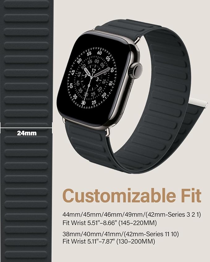 Magnetic Link Sport Band Compatible with Apple Watch Bands for Men Women | Patented Solo Loop Band 40mm 38mm 41mm 44mm 45mm 42mm 49mm, Sport Strap for iWatch Series 11 10 9 8 7 6 5 4 3 2 1 Ultra SE