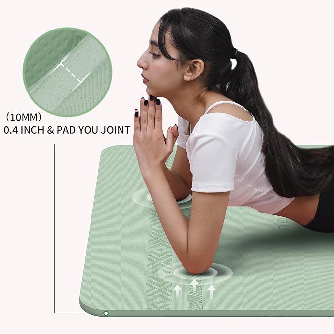 PAIDU Large Yoga Mat 72"x36"x10mm Non-Slip Exercise Mat for Home Gym Studio | Extra wide & thick non-slip yoga mat, works on all floors, ideal for stretching, yoga studio, gym and home workouts