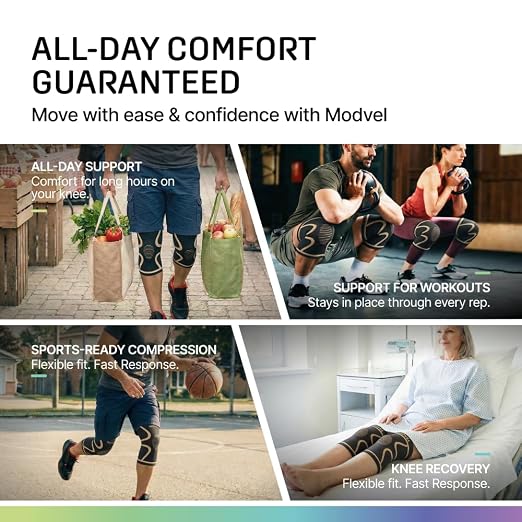 Modvel 2 Pack Knee Brace for Women - Knee Support for Walking, Knee Compression Sleeves for Pain Relief, Knee Sleeves for Women, Knee Brace for Sports, Workouts & Arthritis