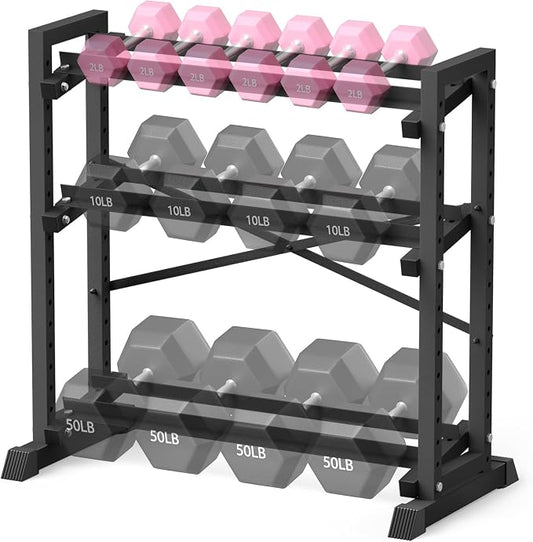 Eocnrhe Dumbbell Rack Stand Only, Weight Rack for Home Gym, 3-Tier Adjustable Dumbell Rack Heavy-Duty Weight Stand for Dumbbells Kettlebells