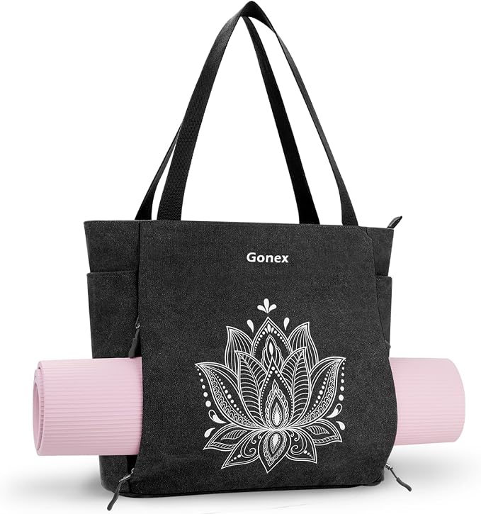 Gonex Yoga Mat Bag with Zipper Mat Carrier Canvas Gym Tote | Durable Canvas, Zipper Closures Prevent Slipping, Quick Access, Bottle Holder, Fits Yoga Blocks, Gym & Travel Use