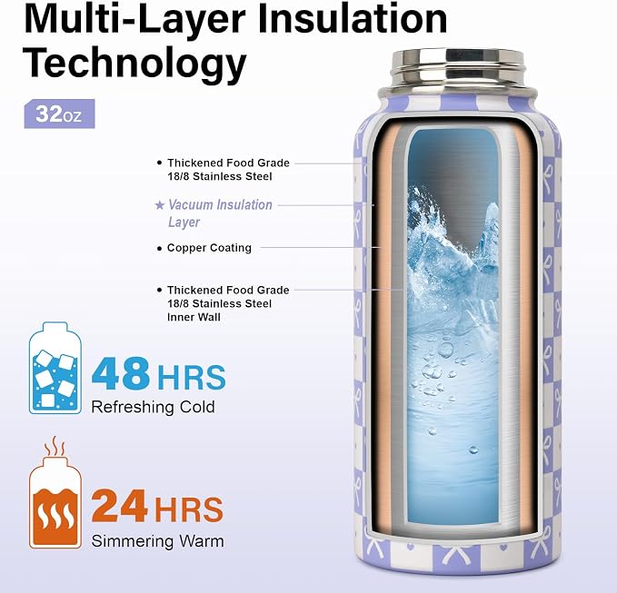DYSANKY Water Bottle Gift– Insulated Stainless Steel Bottle with Carrier Bag, Strap & Gift Box – BPA-Free – Ideal for Hiking, Camping & Travel 32 oz