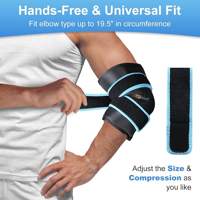 SuzziPad Forearm & Elbow Ice Pack Wrap, Reusable for Tennis & Golf，Black | Wearable & Reusable Cold Compression Sleeve for Arm, Tennis & Golfers Elbow, Tendonitis & Post-Surgery Recovery