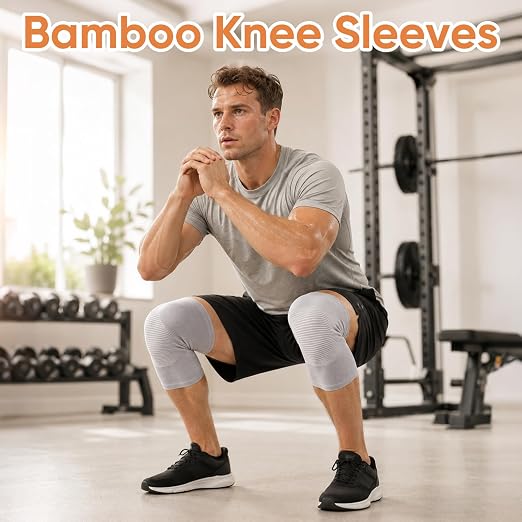 Bamboo Knee Sleeve for Knee - One Pair Bamboo Compression Knee Sleeve for Women,Bamboos Compression Knee Sleeve,Elastic Warm Knee Brace (Large(75-90KG))