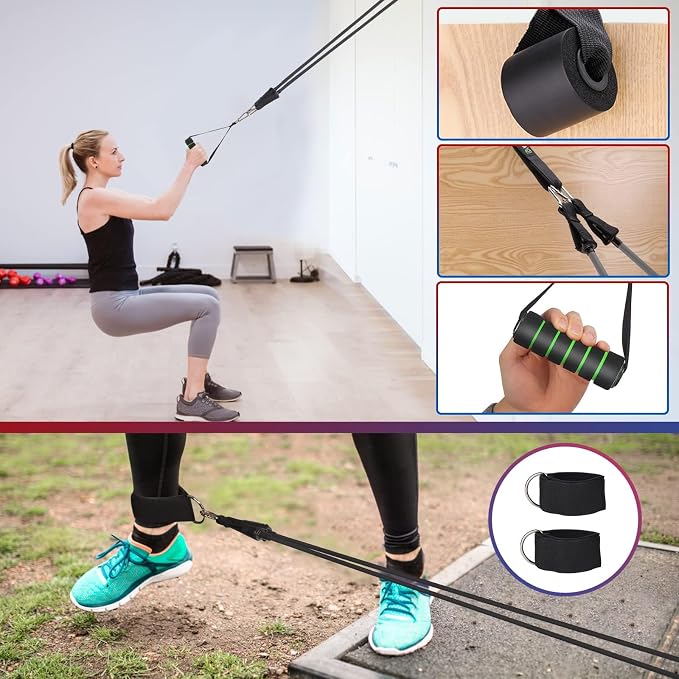 WIKDAY Exercise Resistance Bands with Handles for Working Out Workout Bands Set with Door Anchor for Physical Therapy, Yoga, Pilates