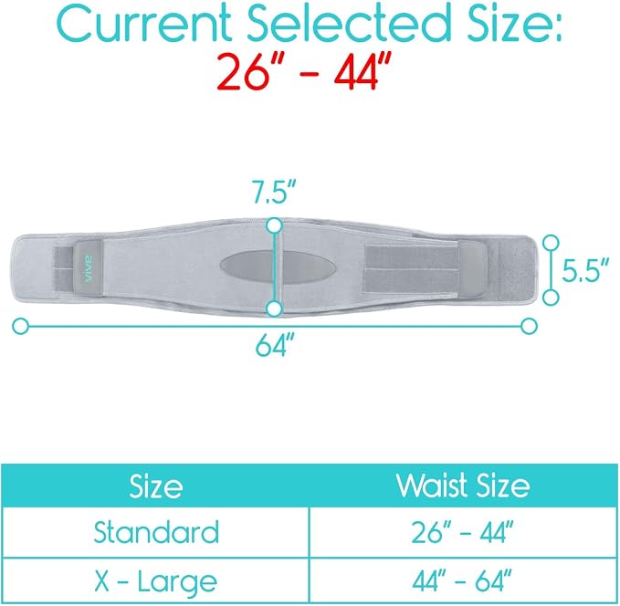 Vive Lower Back Support Brace for Men & Women - Dual Adjustable Lumbar Belt for Heavy Lifting, Herniated Disc, Sciatica, Scoliosis, & Thoracic Pain Relief - Compression Posture Device for Work or Home | For Heavy Lifting, Herniated Disc, Sciatica, Scol...