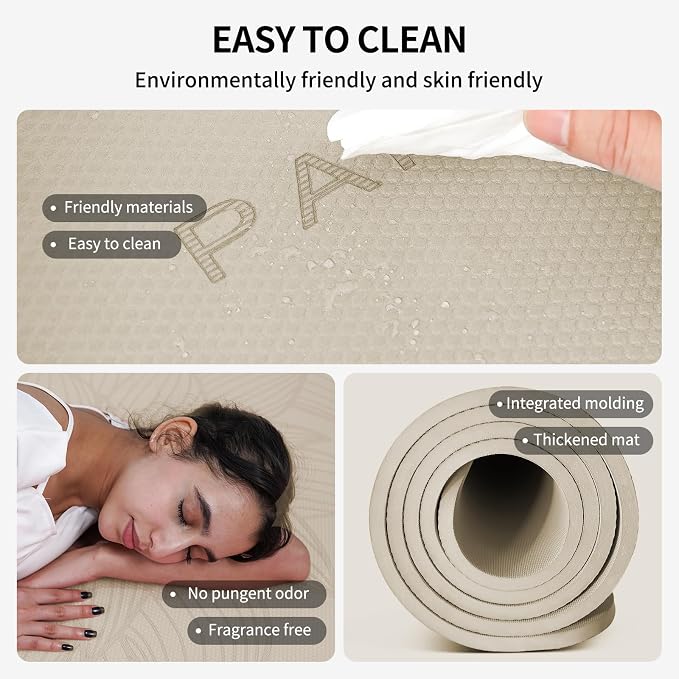 PAIDU Large Yoga Mat 72"x36"x10mm Non-Slip Exercise Mat for Home Gym Studio | Extra wide & thick non-slip yoga mat, works on all floors, ideal for stretching, yoga studio, gym and home workouts