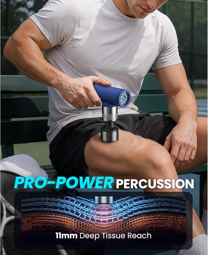 BOB AND BRAD A7 Pro Mini Massage Gun, Heat & Cold, 11mm Deep Tissue, Quiet | Portable quiet percussion massager, carrying case, post-workout muscle recovery, back and leg use, FSA-HSA eligible