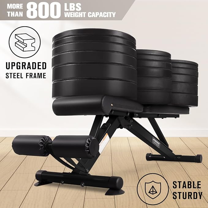 RitFit Adjustable/Foldable Utility Weight Bench for Home Gym | Incline Decline Flat, Multi-Position Backrest & Seat, Full Body Strength Training with Heavy Duty Steel Frame, Foldable