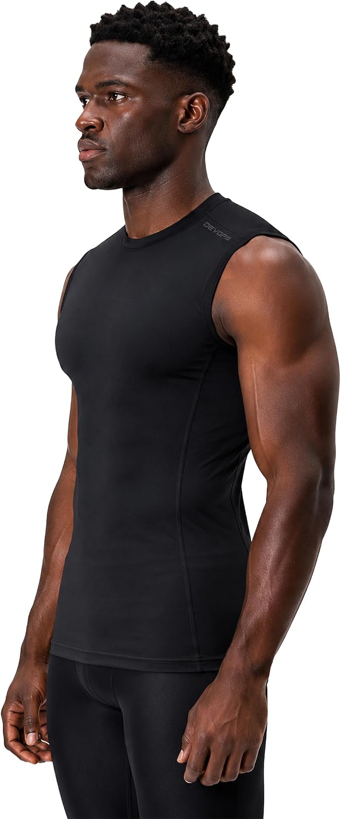 DEVOPS 3 Pack Men's Compression Shirts Sleeveless Tank Top Baselayer | Gym Training, Running, Moisture Wicking, Compression Fit, 4-Way Stretch, UPF 50+, Sleeveless