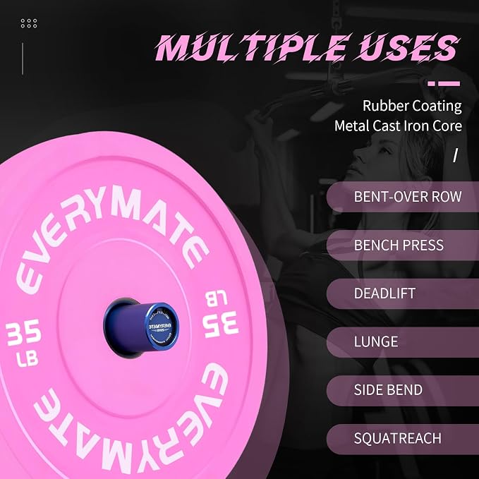 EVERYMATE Change Weight Plates 1.25LB 2.5LB 5LB Set Fractional Olympic Bumper Plates for Cross Training Steel Insert Strength Training