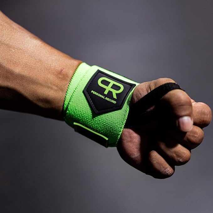 PR Personal Record Heavy Duty Premium Wrist Wraps, More Elasticity, Reinforced Stitching, Extra Wide Strap, Strong Thumb Loop, Larry Wheels Weightlifting Wraps