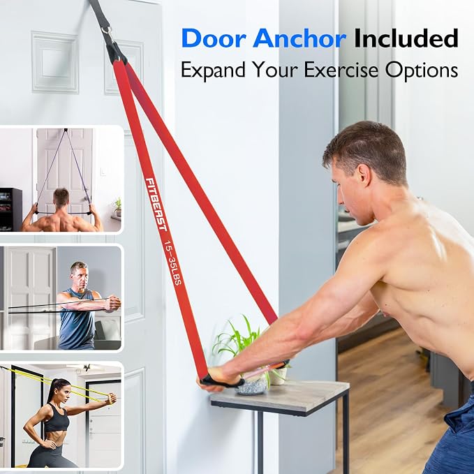 FitBeast Resistance Bands Set, Pull Up Assist Bands for Strength Training, Pilates, Yoga, Powerlifting, Stretching, Mobility Exercises, Muscle Toning, Full Body Workout