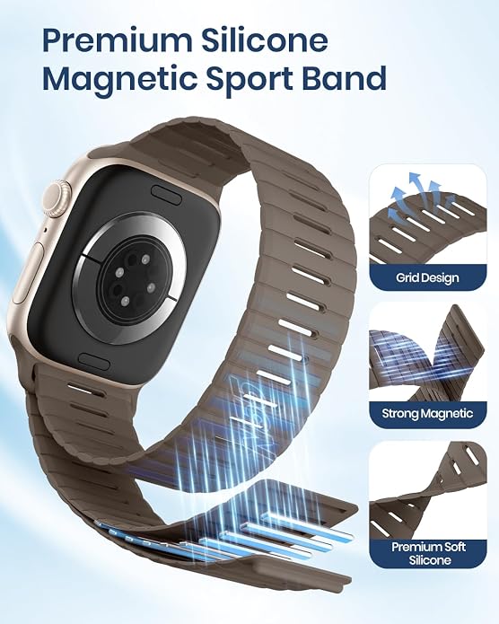 Magnetic Sport Bands Compatible with Apple Watch Bands for Men Women | Silicone Wristband 49mm 46mm 45mm 40mm 44mm 38mm 41mm 42mm, Replacement for iWatch Ultra Series 11 10 9 8 7 6 5 4 3 2 1 SE