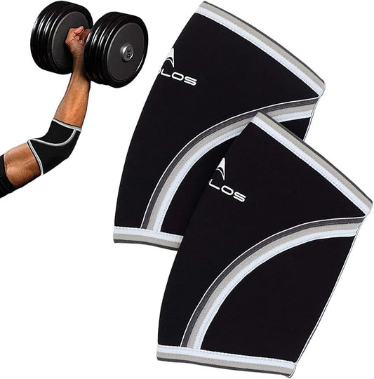 AEOLOS Compression Elbow Sleeves(Pair), 5mm Neoprene Elbow Barces for Weightlifting Powerlifting Tennis Golf and Basketball (X-Large, Black)