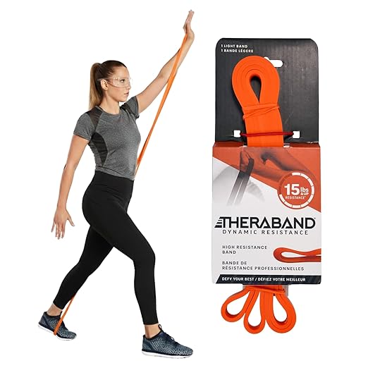 THERABAND High Resistance Band, Exercise, Physical Therapy, 15 lb, Red | Elastic resistance band for exercise, strength training, stretching and physical therapy - ideal for home workouts