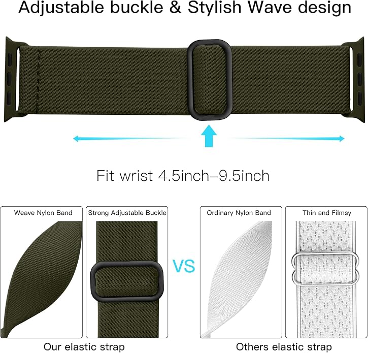 Lerobo Braided Band Compatible with Apple Watch Series 11 10 9 8 7 46mm 45mm 41mm Ultra SE 3 2 1 49mm Series 6 5 4 3 44mm 40mm 38mm 42mm Men iWatch Bands Women Stretchy Nylon Solo Loop Sport Strap