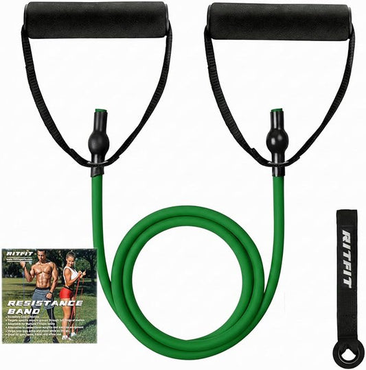 RitFit Single Resistance Bands with Handles Door Anchor for Home Gym | Door Anchor, Workout Guidance included, Exercise Bands for Physical Therapy, Yoga, Strength Training