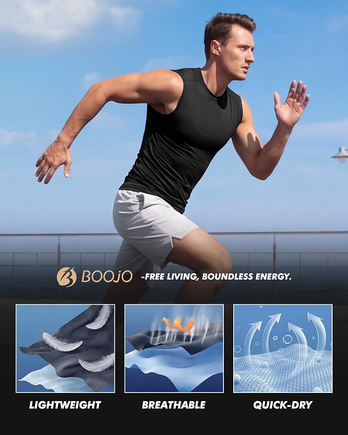 Compression Shirt Men - Sleeveless Tank Top Base Layer Gym Workout Running | 1 Pack Athletic Quick Dry Lightweight Soft Undershirts Uderwear Muscle Shirts for Exercise Cycling
