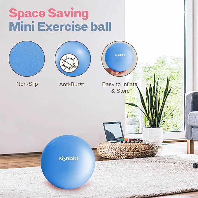 kisnbld Small Exercise Ball, 9 Inch Mini Pilates Ball, Anti Burst and Slip Resistant Mini Yoga Ball for Stability, Fitness, Physical Therapy, Stretching & Core Strength Workout at Home Gym & Office