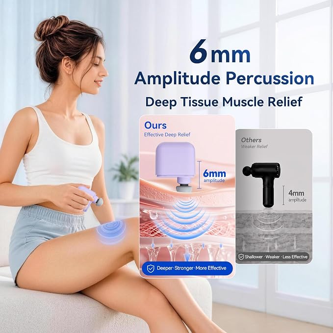 OKACHI GLIYA Mini Portable Massage Gun with 3 Heads All-in-One Storage Case | Small Handheld Muscle Massager with Percussion Deep Tissue,5 Adjustable Modes,Pocket Massage Gun for Travel, Office and Gym