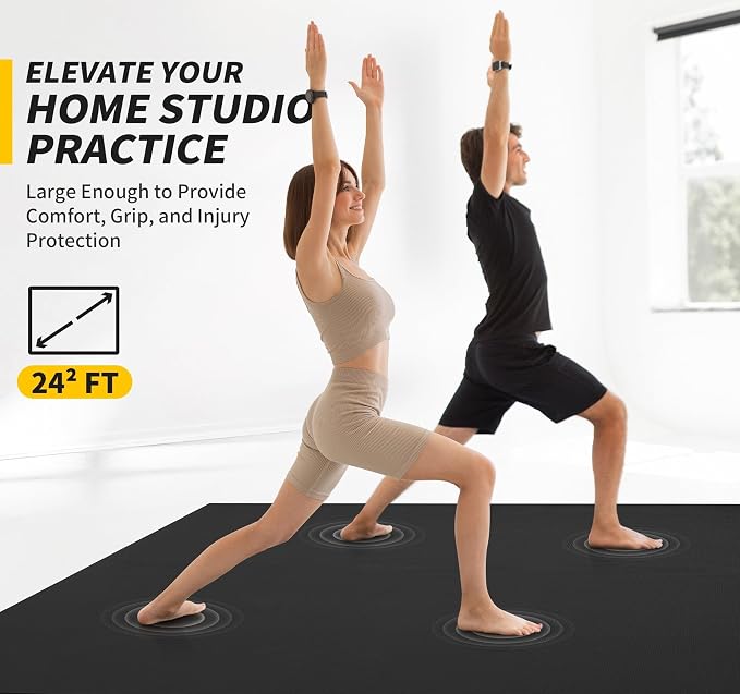 CAMBIVO Extra Long Wide Yoga Mat, Thick PVC Workout Mat | For tall and plus-size, cushioned PVC with non-slip bottom, for home gym pilates barefoot and bodyweight training