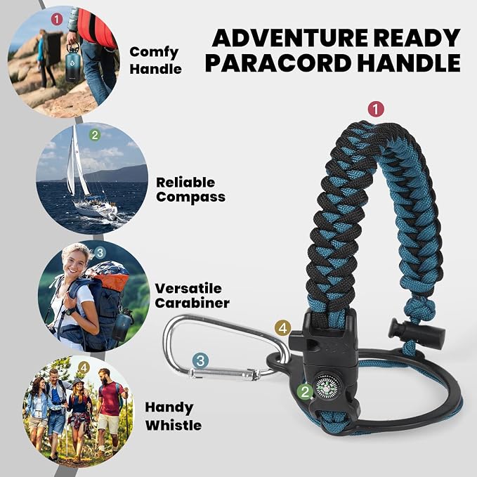 RAYMYLO Insulated Water Bottle 64 oz, Triple Wall Vacuum Stainless Steel (Cold for 48 Hrs), Leak Proof & Non-BPA, Half Gallon Water Flask Jug with Paracord Handle & Straw Spout Lids | (Cold for 48 Hrs), Leak Proof & Non-BPA, Half Gallon Water Flask Jug...