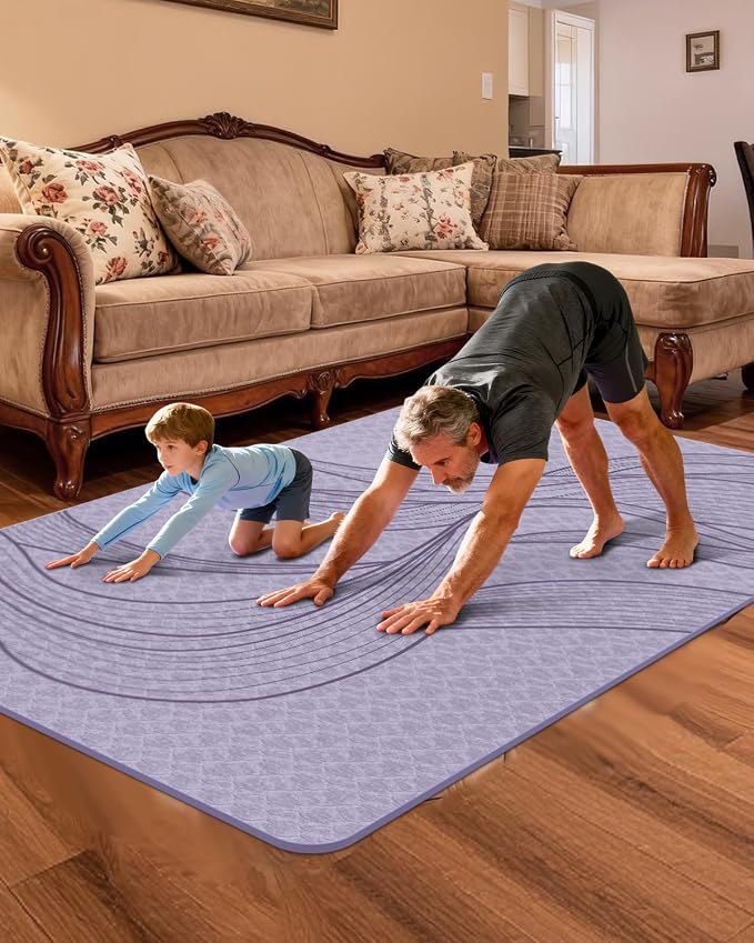 Large Yoga Mat (75.5"x47.6"x0.4"）Extra Wide & Thick 10mm | Non-Slip Exercise Mat, High-Density TPE Mat for Yoga Pilates & Home Gym Workouts