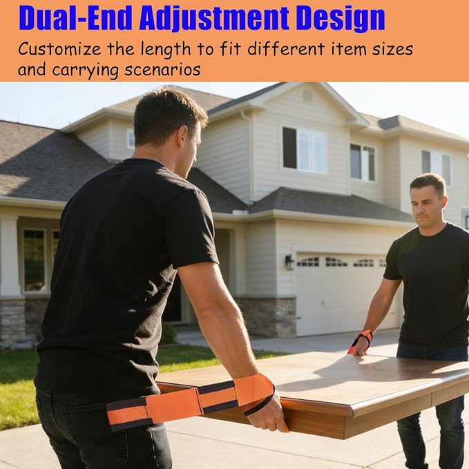 2-Pack Heavy Duty Furniture Moving Straps, 660LBS Adjustable PP Lifting Bands, Ergonomic Portable Carrying Belts for Furniture, Appliances, Heavy Boxes, Home Garage Office Moving