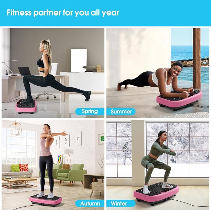 SoftGym Vibration Plate Exercise Machine for Lymphatic Drainage & Fitness | Quiet Heavy Duty 450lbs Capacity Platform, 120 Speeds Shake Machine with Resistance Bands for Home Muscle Activation