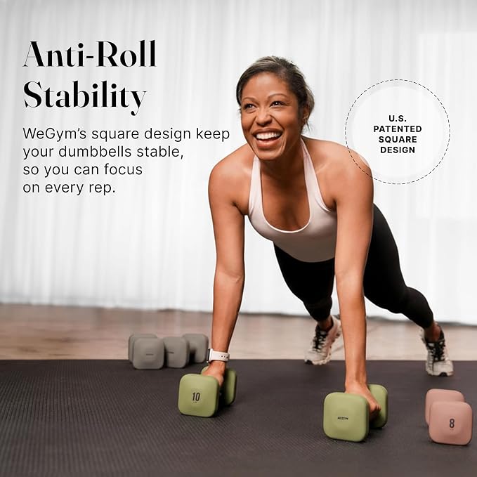 WeGym Square Dumbbells for Home Gym, Hand Weights for Strength Training