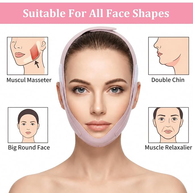 Face Framer V Line Lifting Mask Reusable Chin Strap for Sleeping Breathable Double Chin Reducer Face Slimming Strap with Support for Women Prevent Sagging (Purple)