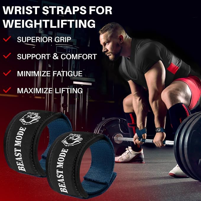 TECEUM Neoprene Padded Cotton Lifting Straps for Weightlifting, 1 Pair