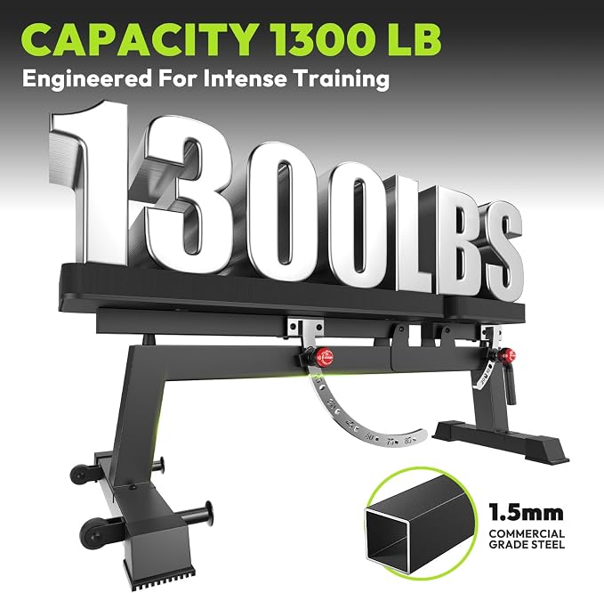 HANDBODE Adjustable Weight Bench, 1500 lb Incline Workout Bench, Home Gym | 0 To 85 Degree Backrest, Three Seat Angles, Steel Frame, Wheels And Handle, Foldable Storage, Chest Presses, Dumbbell Rows