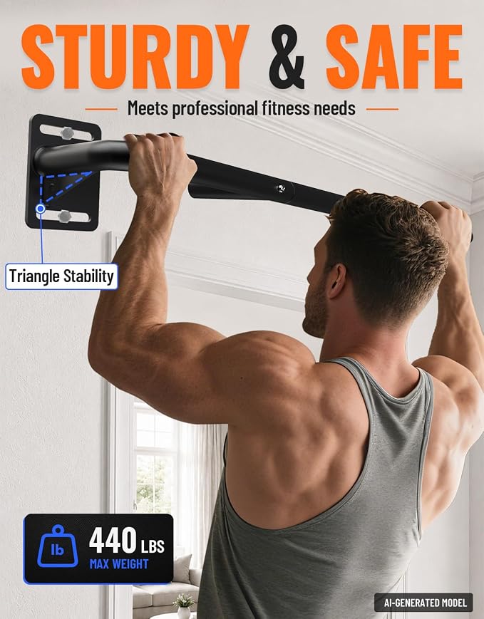 Fitarc Joist Mount Pull Up Bar, Wall Mount Pull Up Bar for Doorway | Home Gym Workout Equipment, Heavy Duty Steel Construction