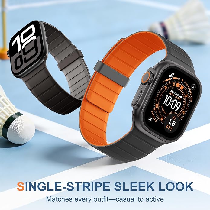 SNBLK Magnetic Band Compatible with Apple Watch Bands for Men 44mm 45mm 46mm 49mm 42mm 41mm 40mm 38mm Women, Secure Silicone Sport Loop Magnet Strap for iWatch Ultra 3 2 1 SE Series 11 10 9 8 7 6 5 4