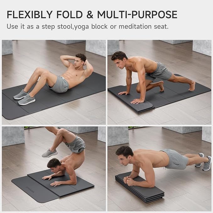 7-Fold Yoga Mat 74"x31" | 0.31 Inch Thick, Extra Wide Non-Slip POE Mat, For Travel, Storage, Yoga, Pilates, Meditation & Home Gym