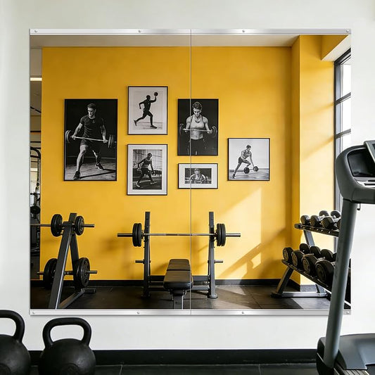 Home Gym Mirror for Wall, 48"x28"x2PCS, Workout Mirrors for Home Gym | Large Frameless Tempered Glass, Full Length Boyd Mirror for Garage, Yoga Room, Dance Studio, Bedroom, Wall Mounted