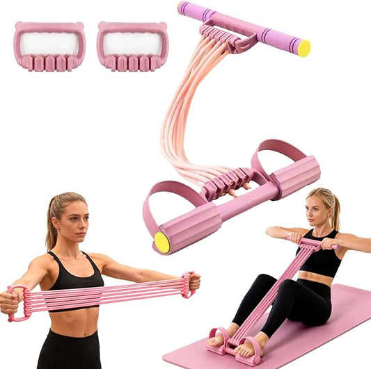 3 in 1 Adjustable Pedal Resistance Band, 8-Tube Multifunction Tension Rope, Natural Latex sit-up Trainer Resistance Band Suitable for Fat Loss and Full-Body Shaping Workout