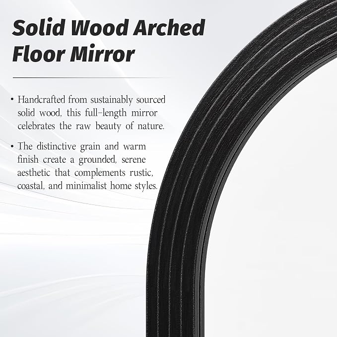 Antok Full Length Mirror 82"×44" Floor Mirror Standing Tall Mirror, Arched Stand up Large Wall Mirrors, Freestanding Full Body Mirrors for Bedroom Living Room Wood Vintage Style Black