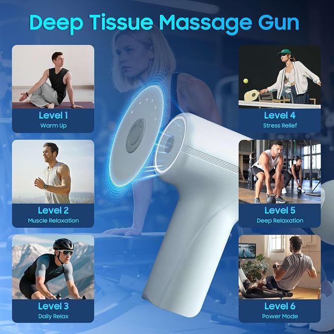 Massage Gun with Heat, Powerful Warming Massage, Home & Travel,White | Massage Gun with Heat, Powerful Heated Massage, Quiet Portable Massager for Home & Travel, Lightweight Design,