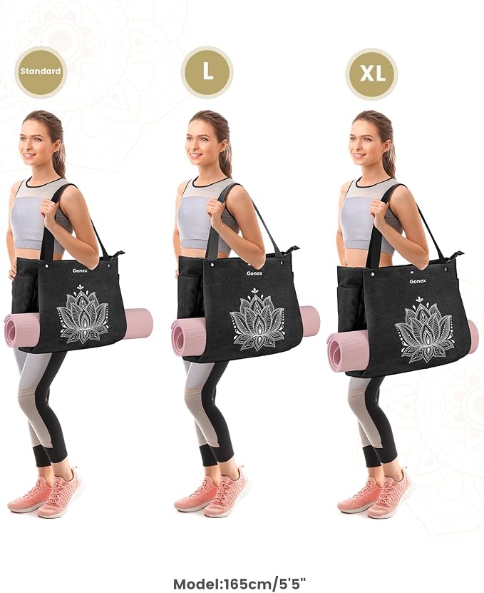 Gonex Yoga Mat Bag with Zipper Mat Carrier Canvas Gym Tote | Durable Canvas, Zipper Closures Prevent Slipping, Quick Access, Bottle Holder, Fits Yoga Blocks, Gym & Travel Use